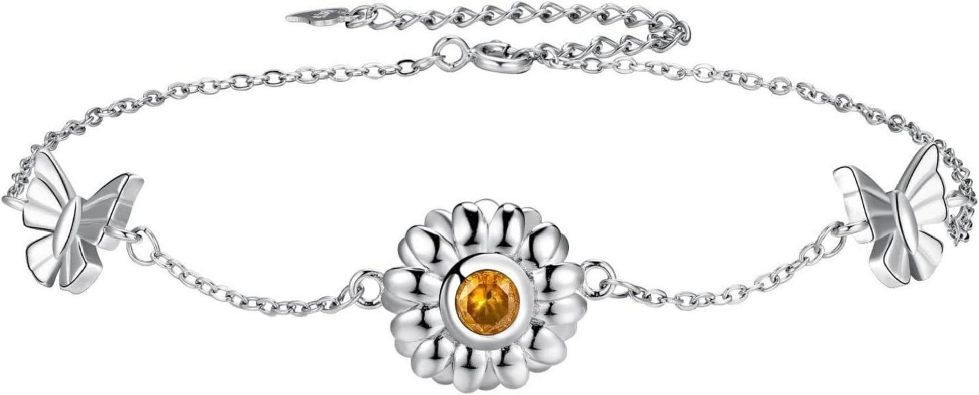 J.MUEN Fußkettchen Silber 925 Gänseblümchen Sonnenblume Verstellbare