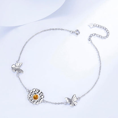 J.MUEN Fußkettchen Silber 925 Gänseblümchen Sonnenblume