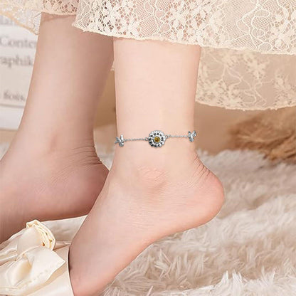 Fußkettchen Silber 925 Damen Verstellbare Sommer Schmuck Geschenk