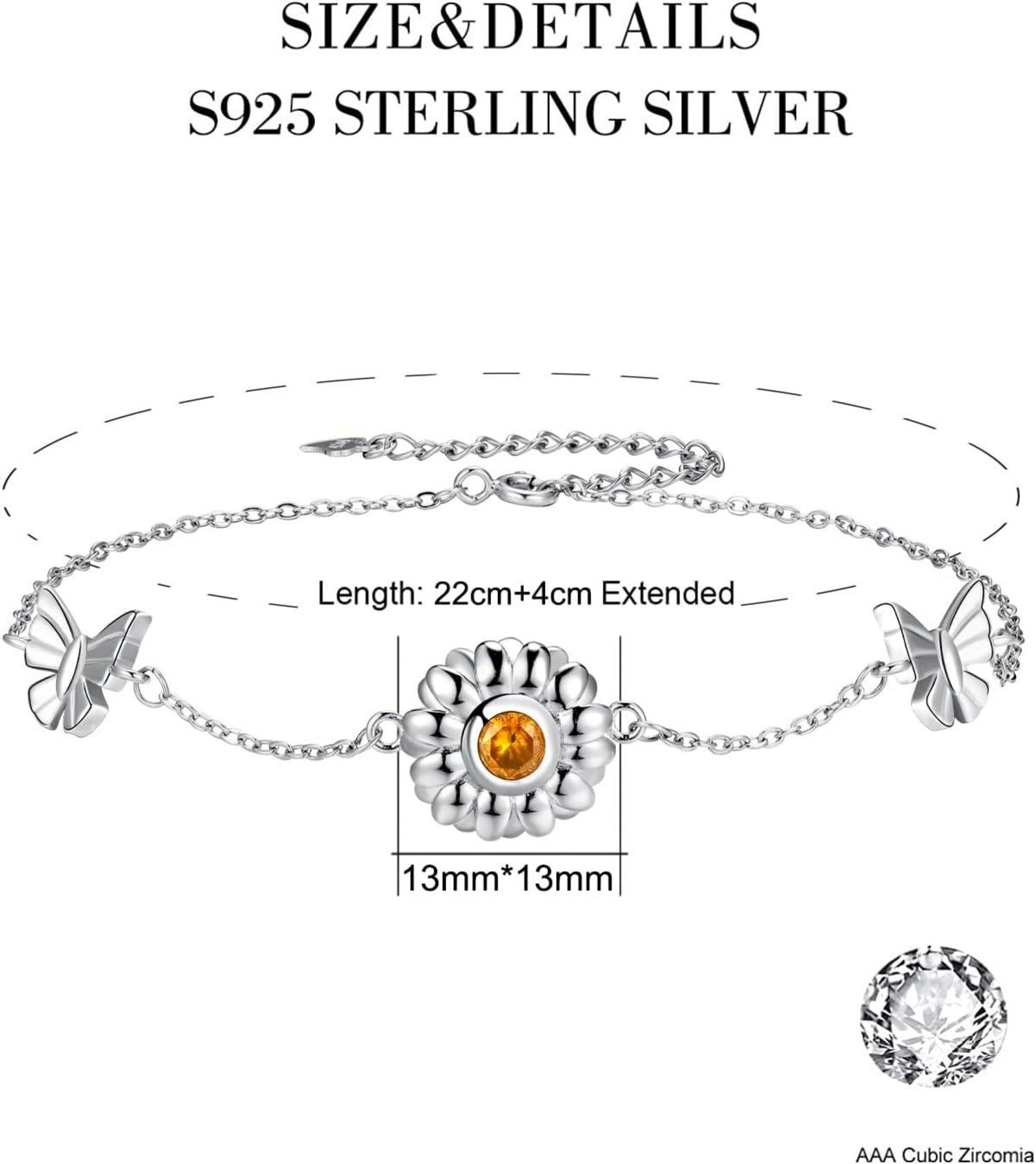 Fußkettchen Silber 925 Gänseblümchen Sonnenblume Sommer Strand Schmuck