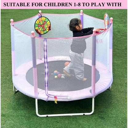Kinder Trampolin 150cm mit Basketball & Sicherheitsnetz