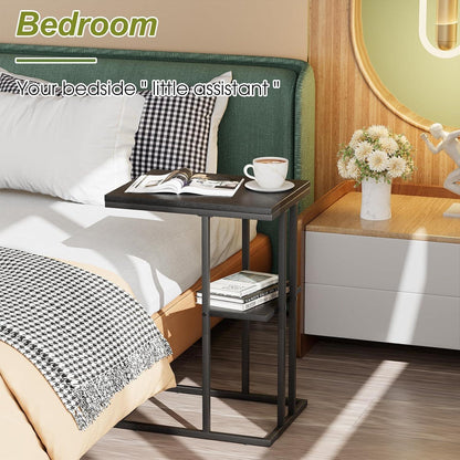Schwarz C-förmiger Beistelltisch Couch Kaffeetisch Sofa Bett