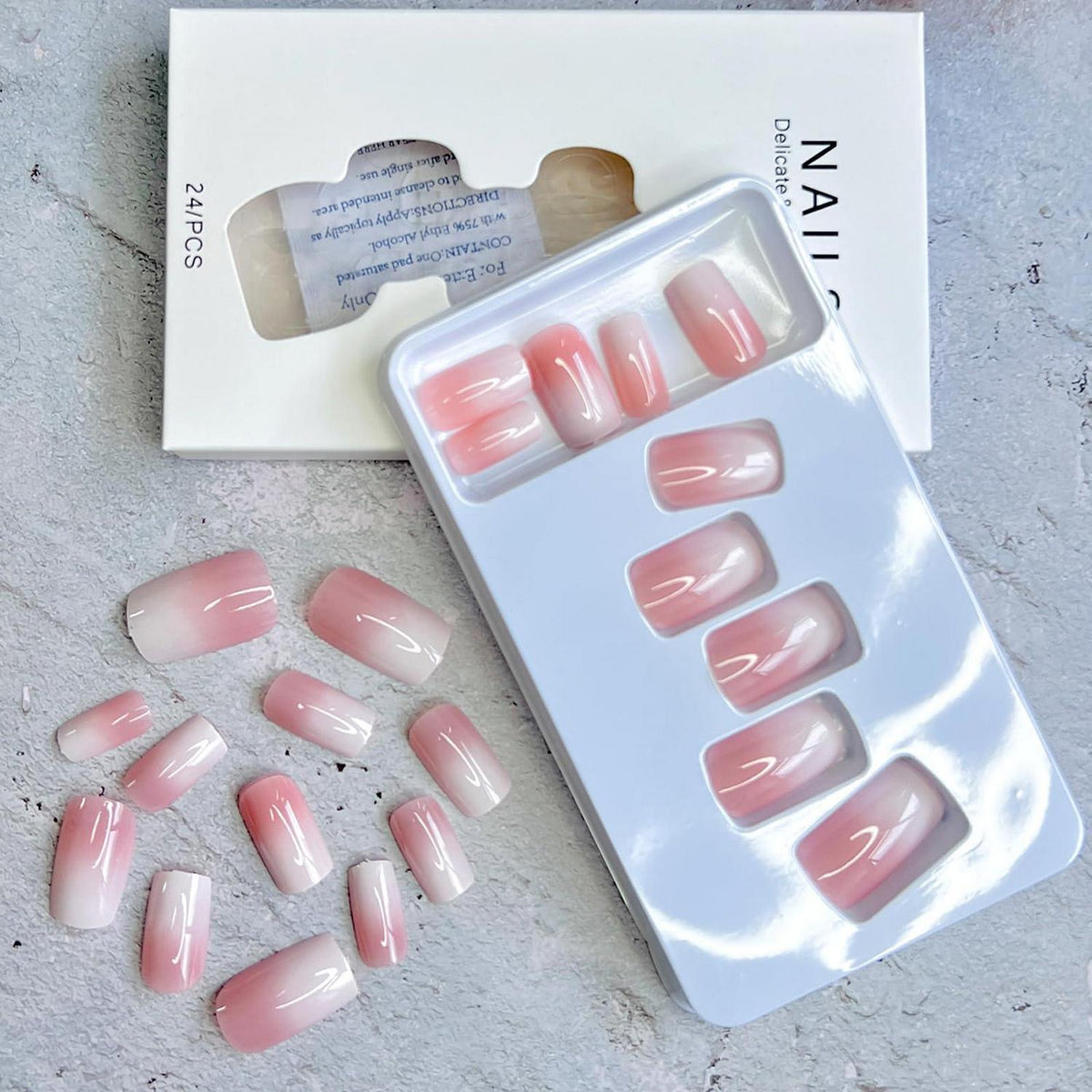 Künstliche Nägel Ombré Pink Quadratisch Glänzend 24 Stück