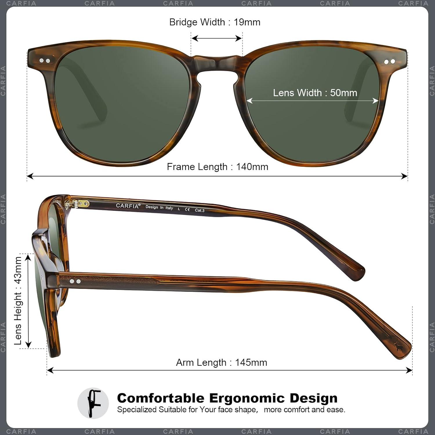 CARFIA Herren Polarisierte Sonnenbrille UV-Schutz Acetat Vintage