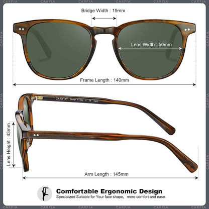 CARFIA Herren Polarisierte Sonnenbrille UV-Schutz Acetat Vintage