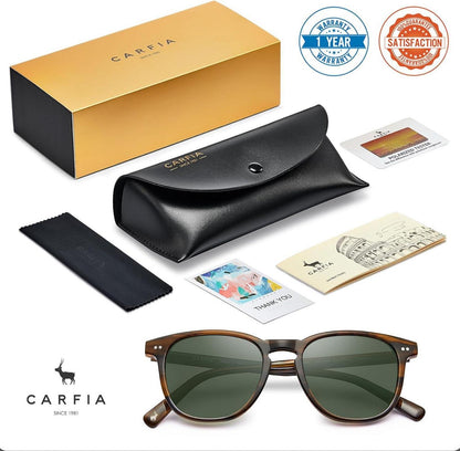 CARFIA Herren Polarisierte Sonnenbrille UV-Schutz Acetat Vintage