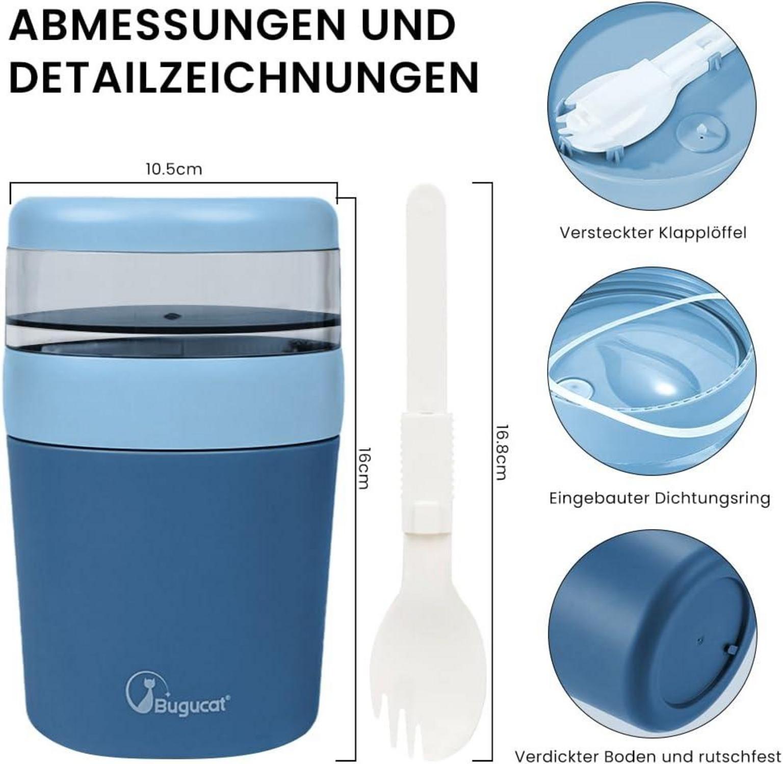 Bugucat Müslibecher to go 150ML+500ML, Lunchpot mit