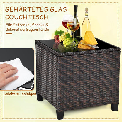 Rattan Balkonset Polyrattan Gartensitzgruppe mit Sitzkissen & Rückenkissen