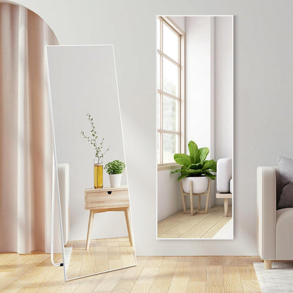 Standspiegel Weiß 150x51 cm – Gehärtetes Glas, PVC-Rahmen