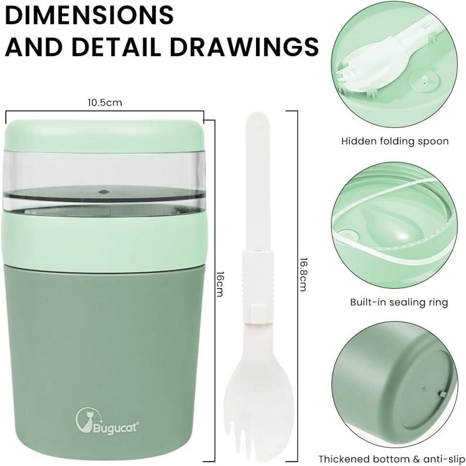 Müslibecher to Go 500ml + 150ml, Auslaufsicher, Lunchpot mit