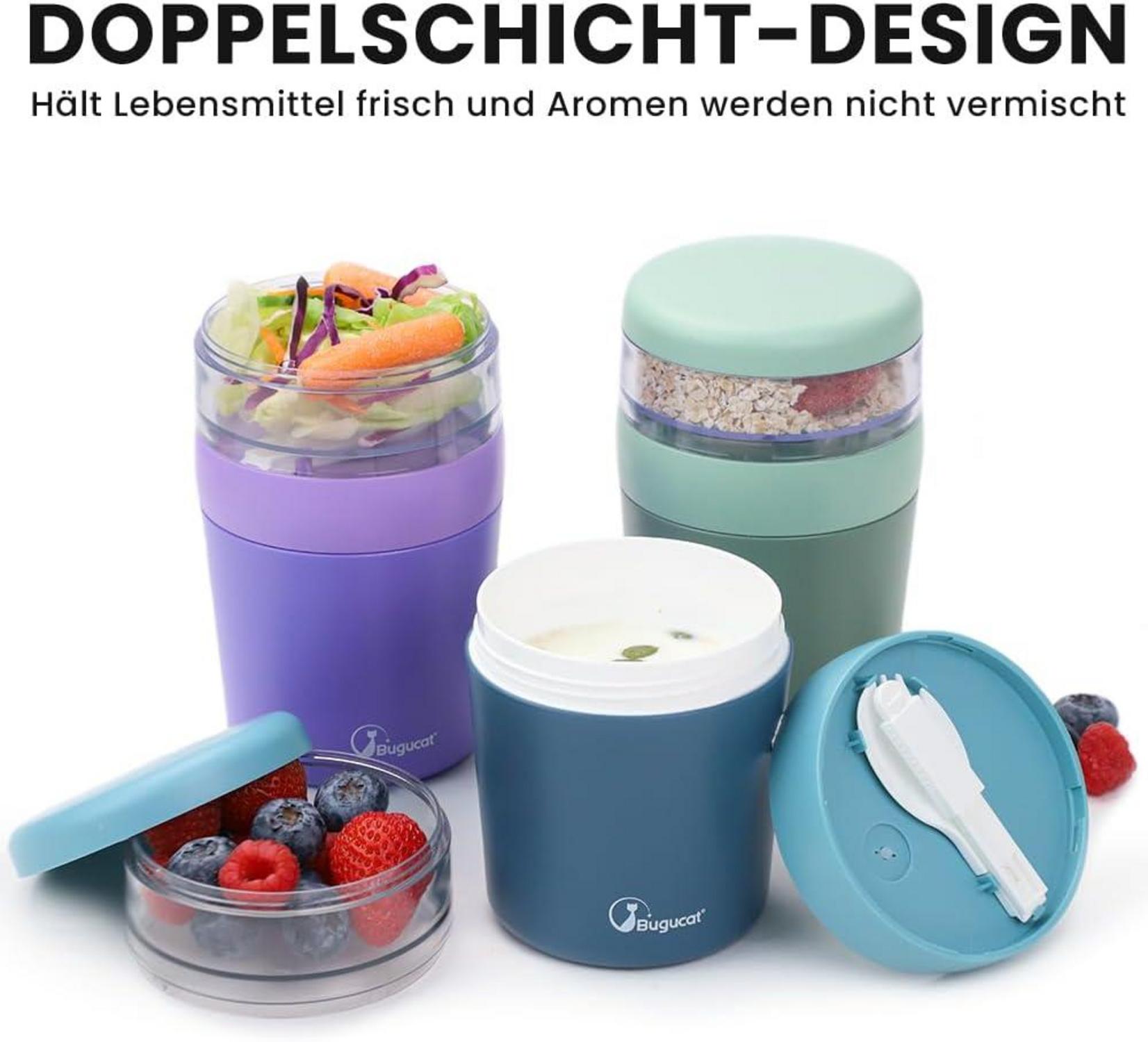 Bugucat Müslibecher Joghurtbecher to go Lunchpot 150ML+500ML Obstbehälter Salatbecher