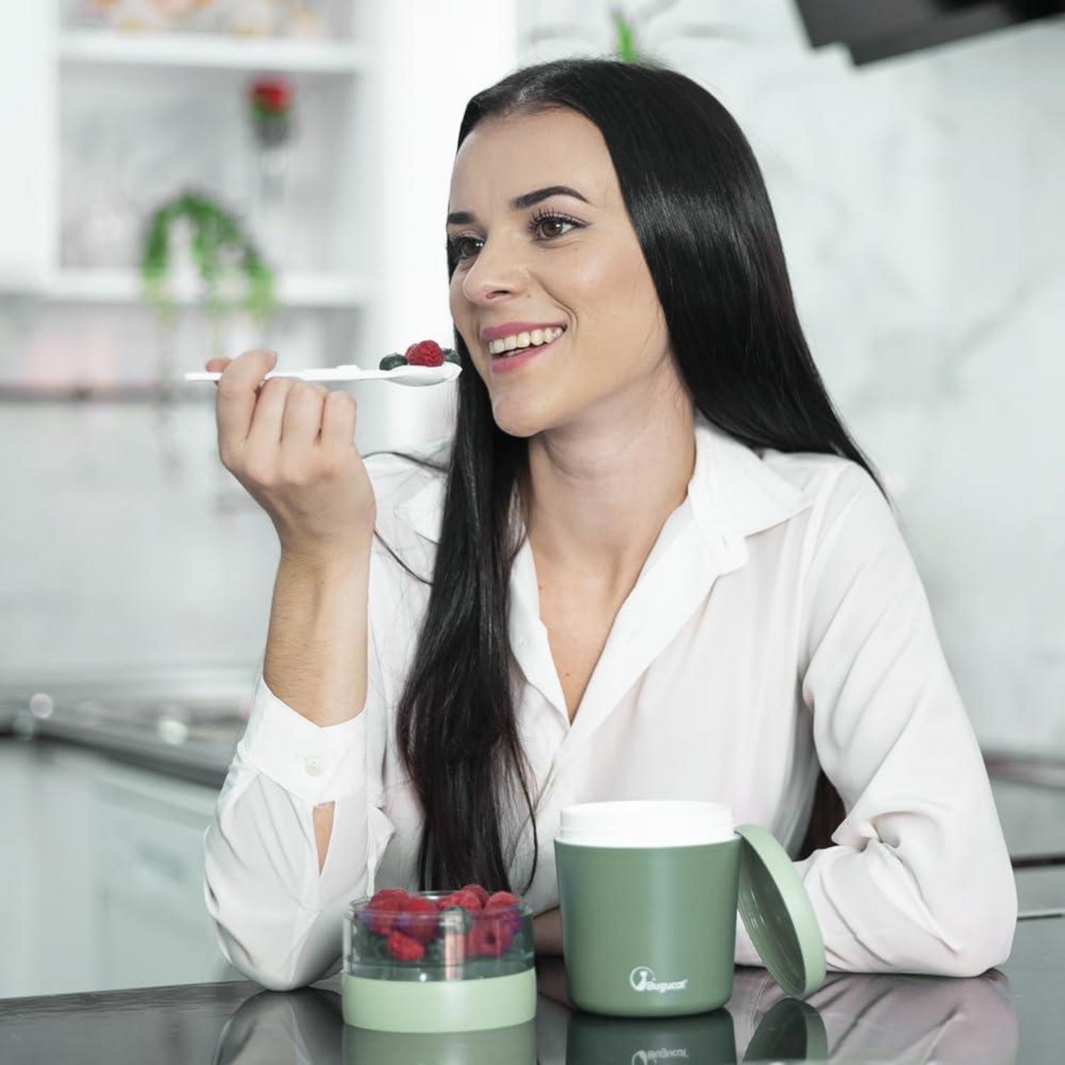 Bugucat Müslibecher Joghurtbecher to go 150ML+500ML Lunchpot Obstbehälter