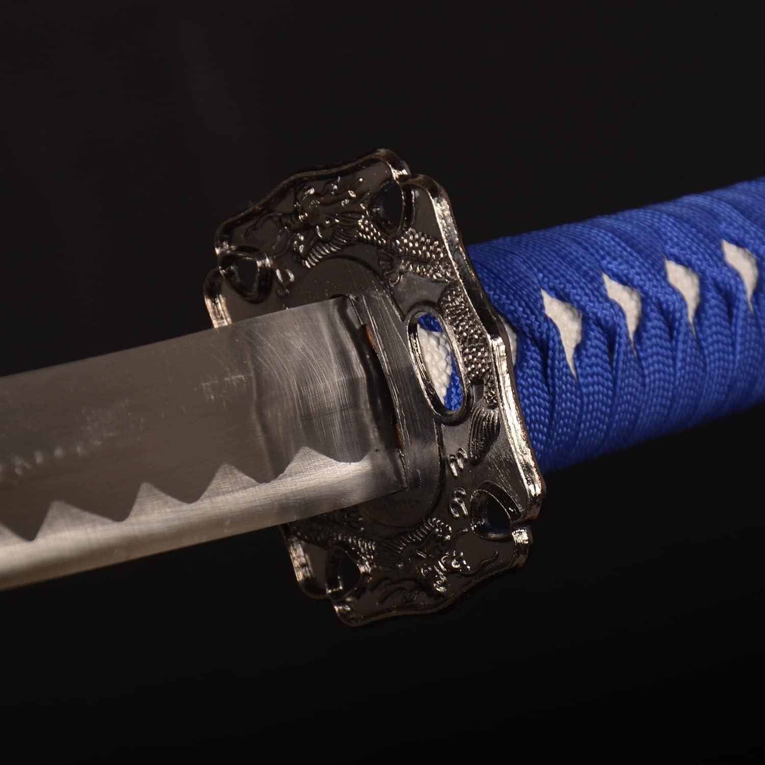 Samurai Schwert Set Kohlenstoffstahl Blau 3er FullTang 1045