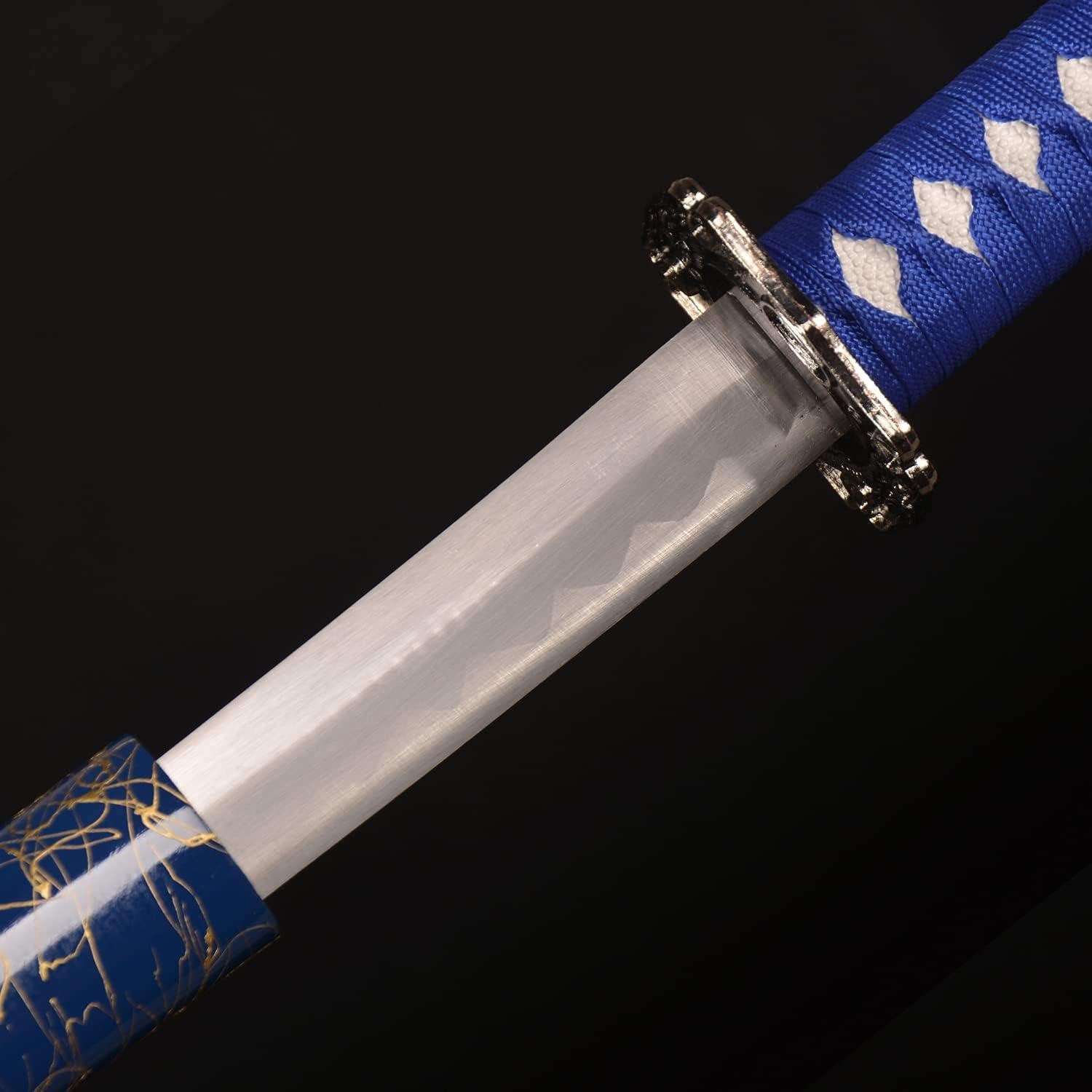 Japanisches Samurai Schwertset Kohlenstoffstahl Blau 3er Set