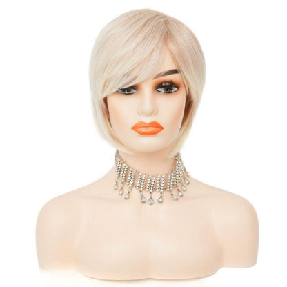 Bob Blonde Glatte Perücke Damen Kurz Seitenteil Synthetisch