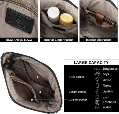 BOSTANTEN Handtasche Damen Leder Schultertasche Shopper Umhängetasche Crossbody Medium