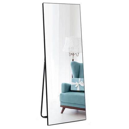 Standspiegel Schwarz 150x51cm – Gehärtetes Glas, PVC-Rahmen