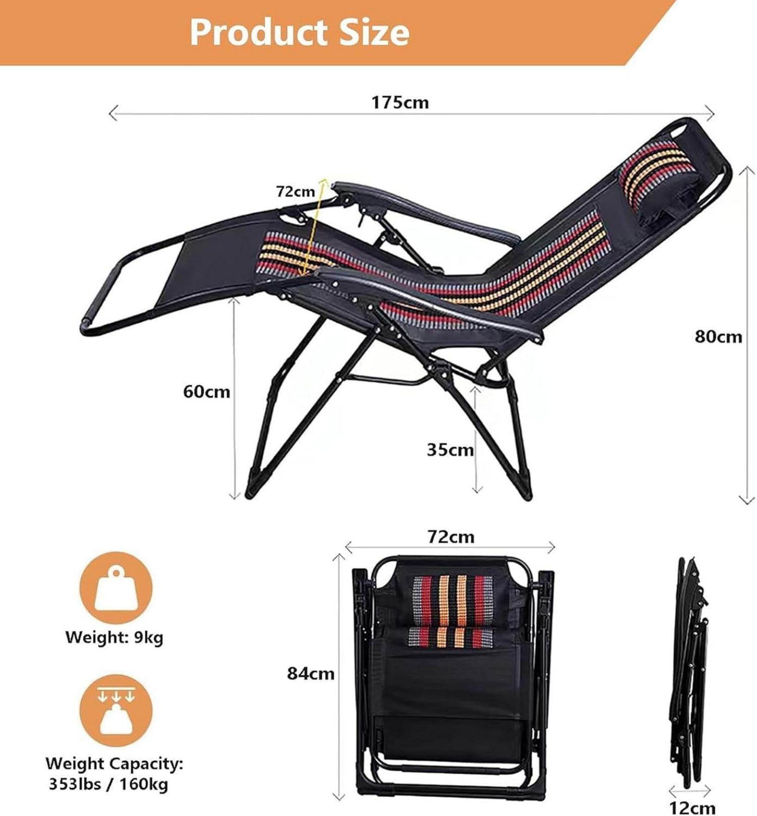 Klappbarer Liegestuhl Garten Balkon Sonnenliege Tragbar