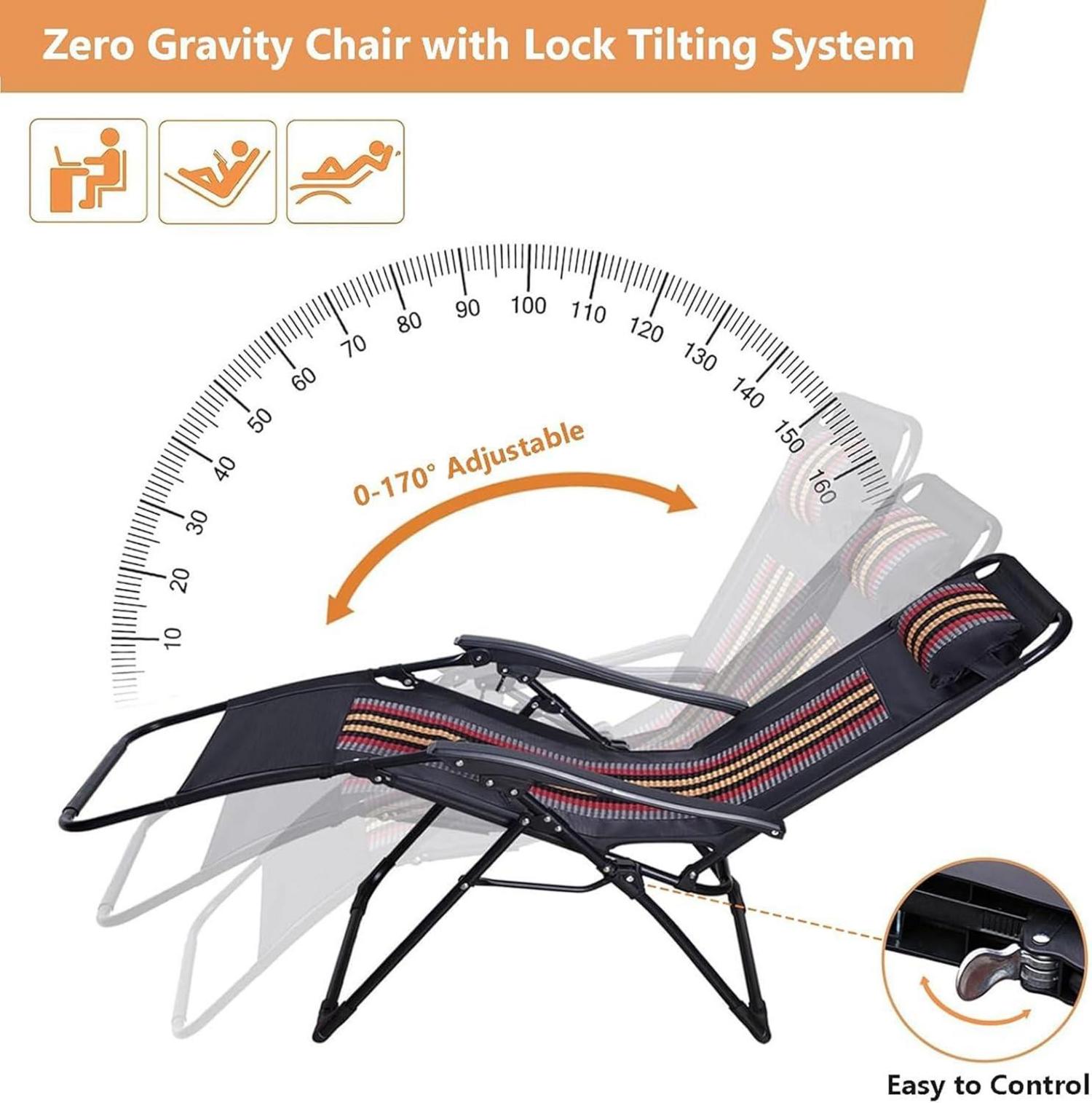 Klappbare Gartenliege Extra Breit mit Kopfstütze & Getränkehalter