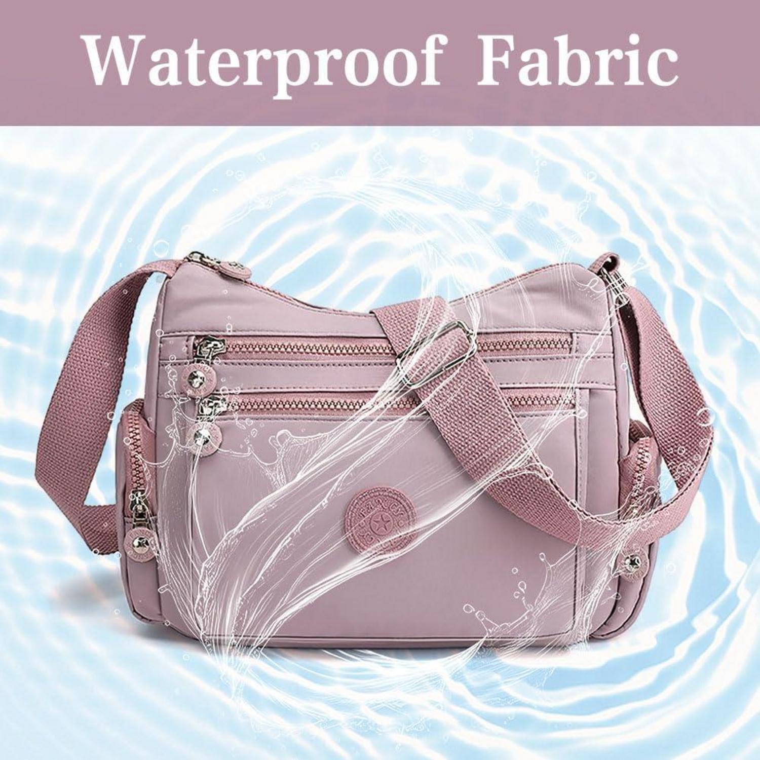 Damen Umhängetasche Schultertasche Handtaschen Multi Pocket Nylon Schwarz