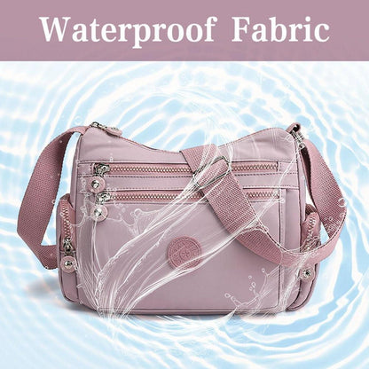 Damen Umhängetasche Schultertasche Handtaschen Multi Pocket Nylon Schwarz