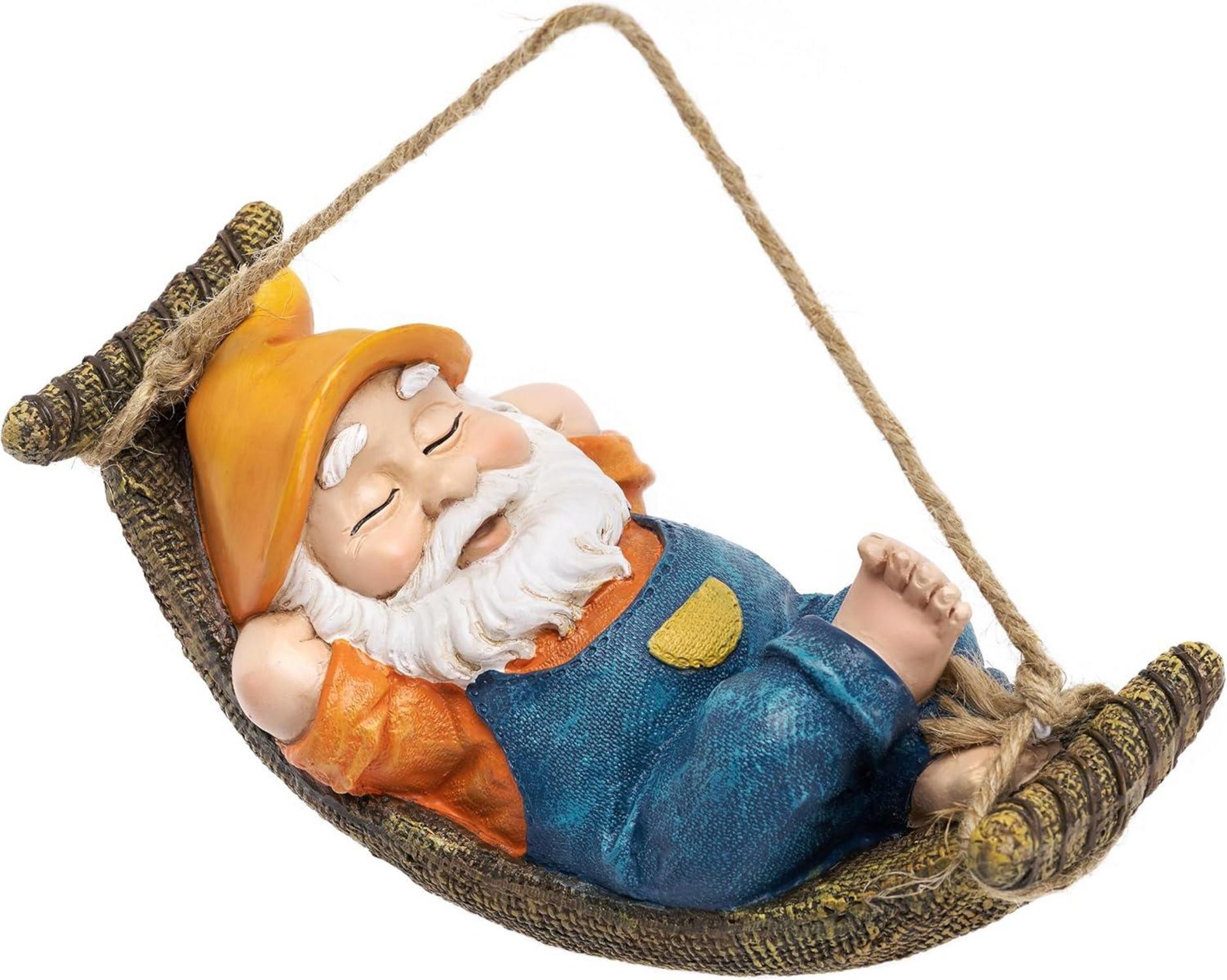 Gartenzwerg Liegender Zwerg Gartenfigur Hängematte Harz Wetterschutz