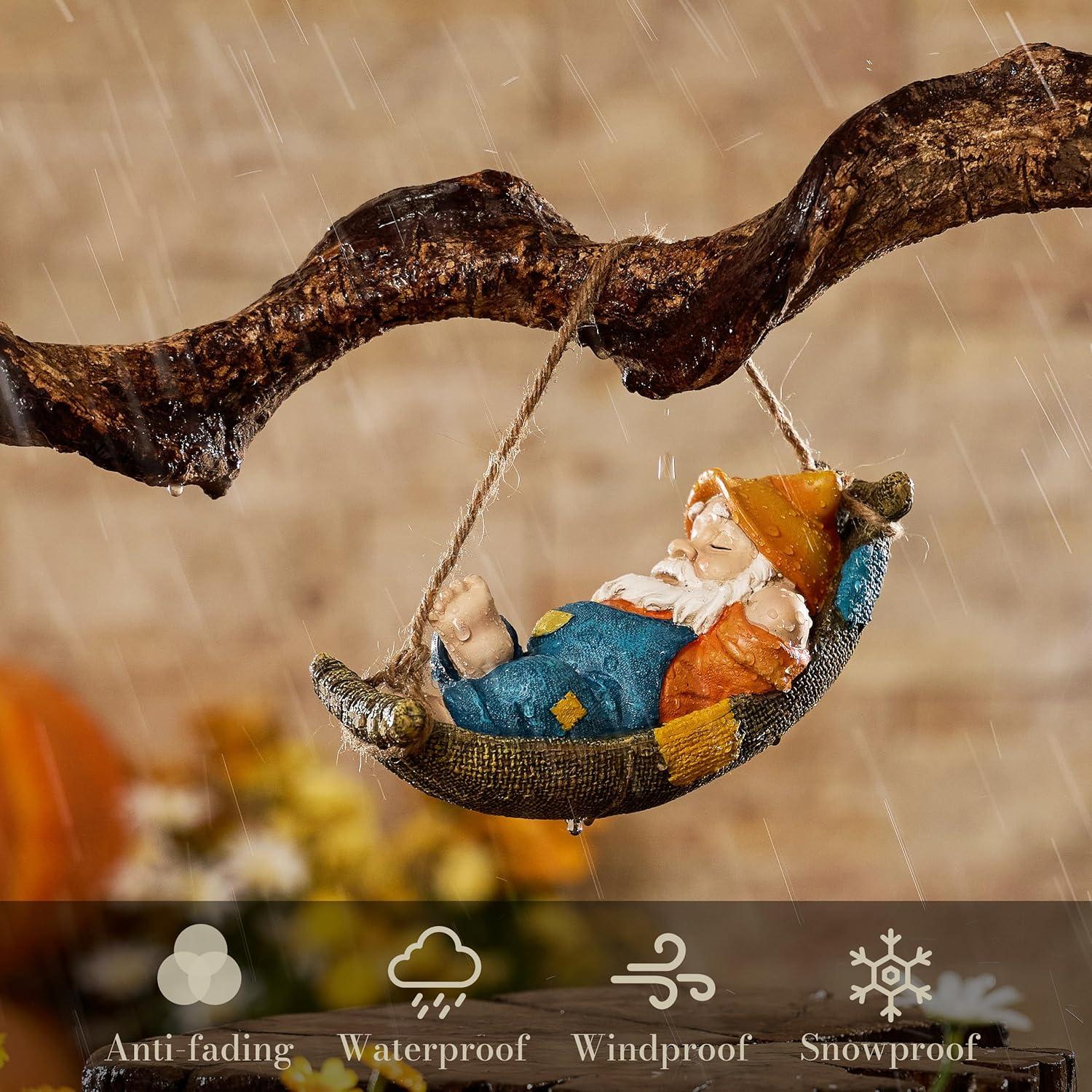 18cm Gartenzwerg Liegender Zwerg Gartenfigur Herbst Deko Gelb