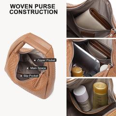 Handtasche Damen Henkeltasche Schultertasche PU Leder Braun 30x10x22cm
