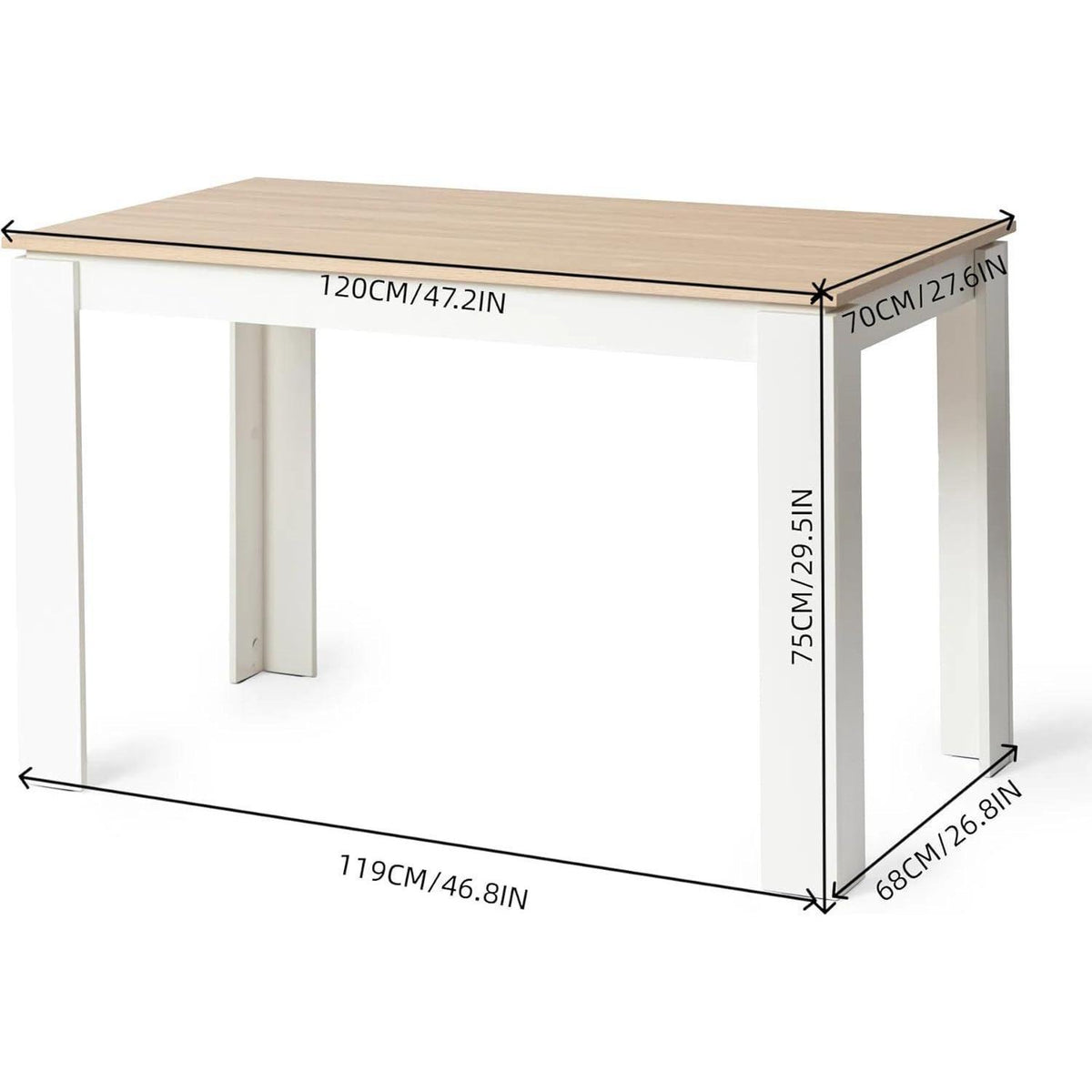 Esstisch Eiche-Weiß 120x70cm – Esszimmertisch für 4 Personen