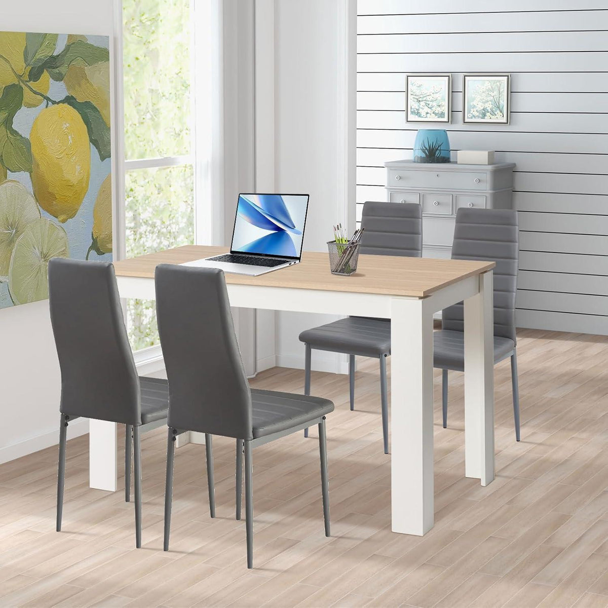 Esstisch Eiche-Weiß 120x70cm – Esszimmertisch für 4 Personen
