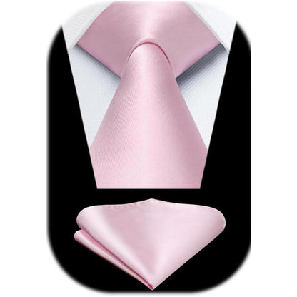 Herren Krawatten-Set mit Einstecktuch, Baby Pink