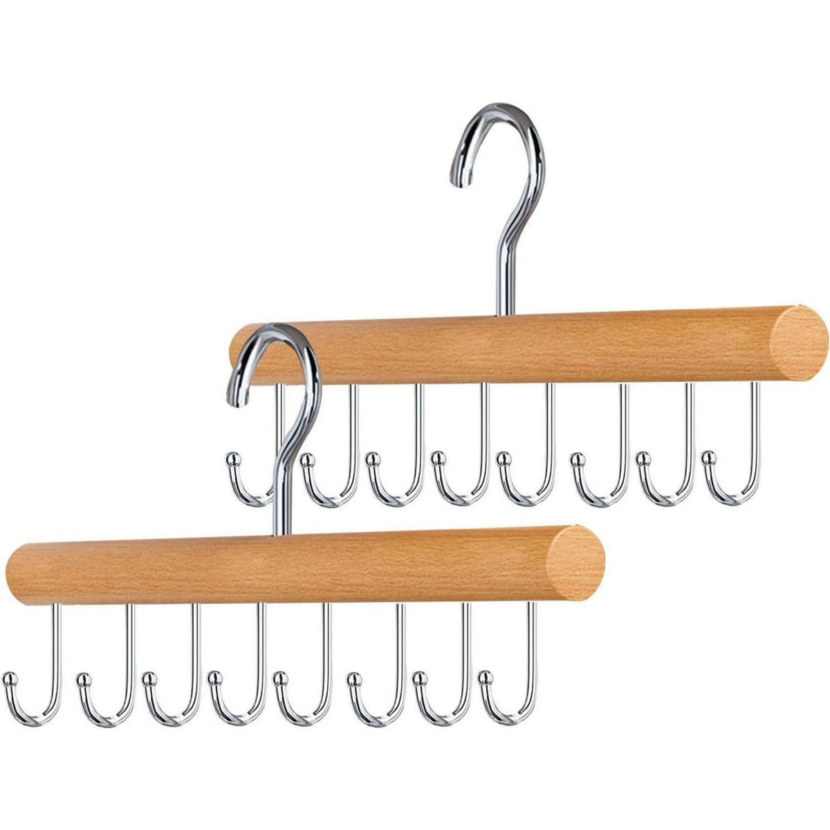 Holz Gürtelhalter mit 8 Haken – Platzsparender Kleiderbügel Organizer