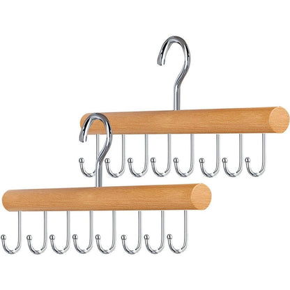 Holz Gürtelhalter mit 8 Haken – Platzsparender Kleiderbügel Organizer