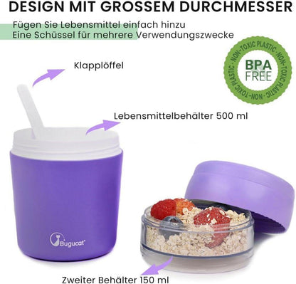 Müslibecher to go 150ML+500ML, Lunchpot mit Löffel