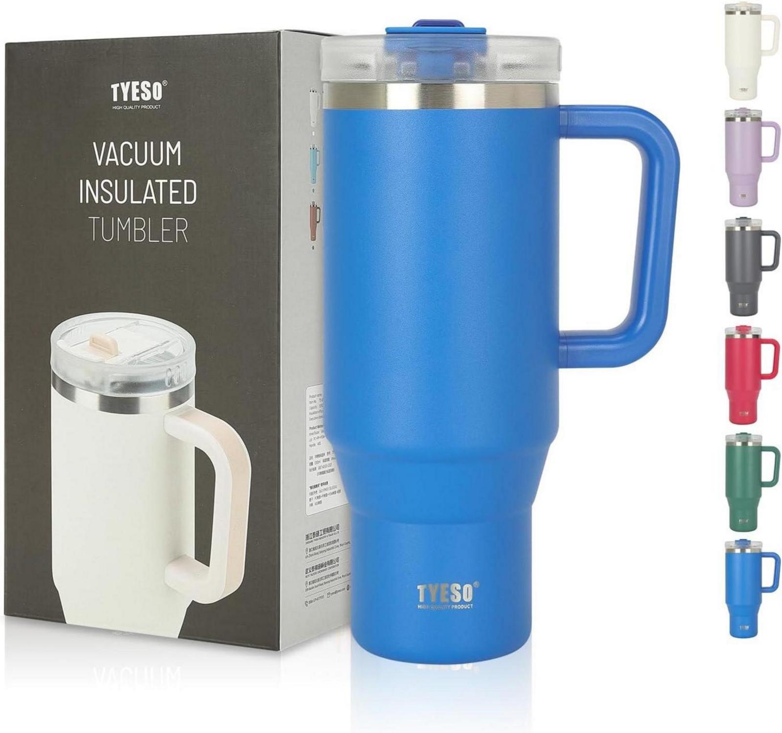 Isolierter Reisebecher mit 1200ml Strohhalm - Edelstahl Trinkflasche