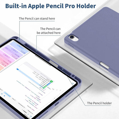 EasyAcc iPad Air M2 11 Zoll Hülle mit Stifthalter und Trifold Ständer_Lila