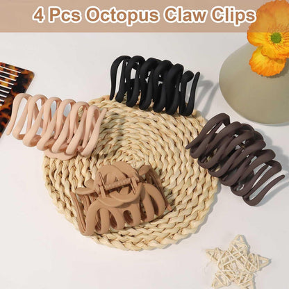 4er Set Große Oktopus Haarklammern 9,5CM Damen Haarspangen Rutschfest Haarschmuck