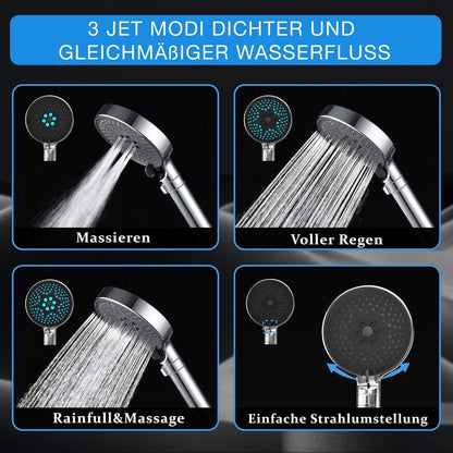 Edelstahl Duschstange mit Brause 90cm – Komplettset mit Handbrause