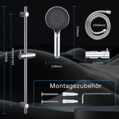 Edelstahl Duschstange mit Brause 90cm – Komplettset mit Handbrause