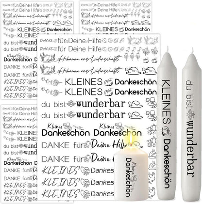 Kerzentattoos Dank 19x14cm 4 Stück Wasserschiebefolie Initialen A5