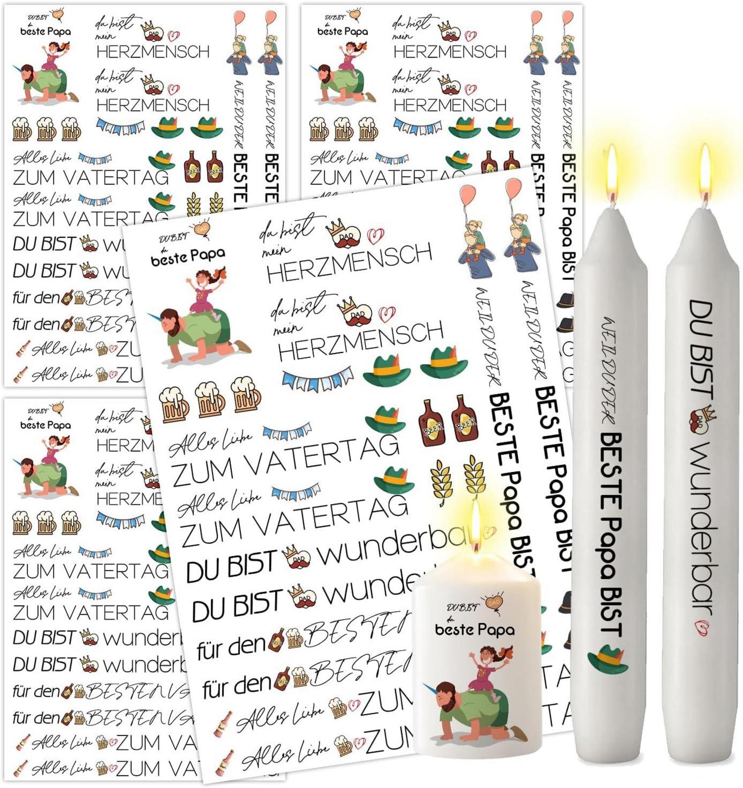 Kerzentattoos Vater Papa Geschenk DIY Bogen A5 Set 4 Stück