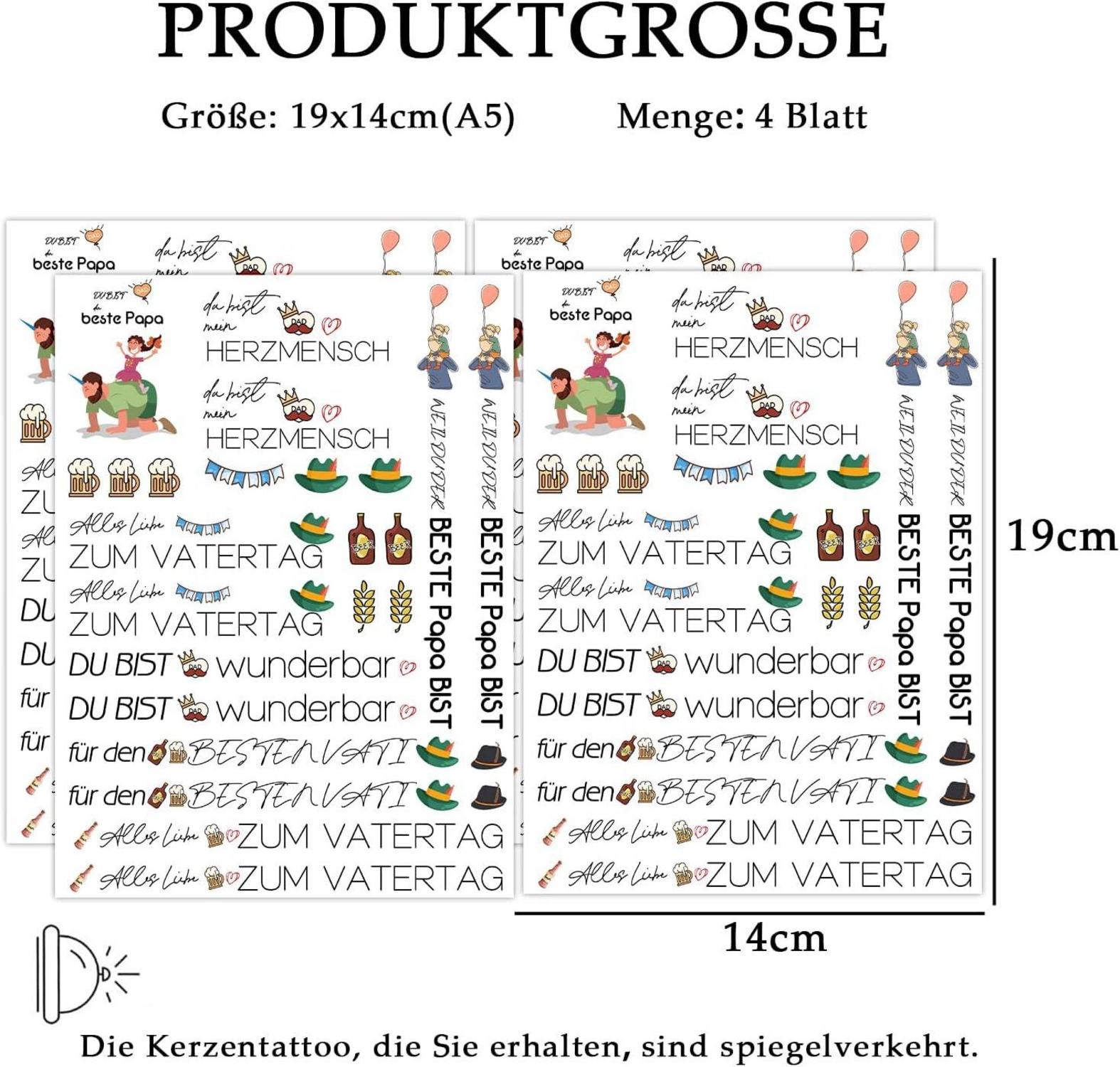 Kerzentattoo Vatertag Geschenk für Papa, DIY Kerzensticker