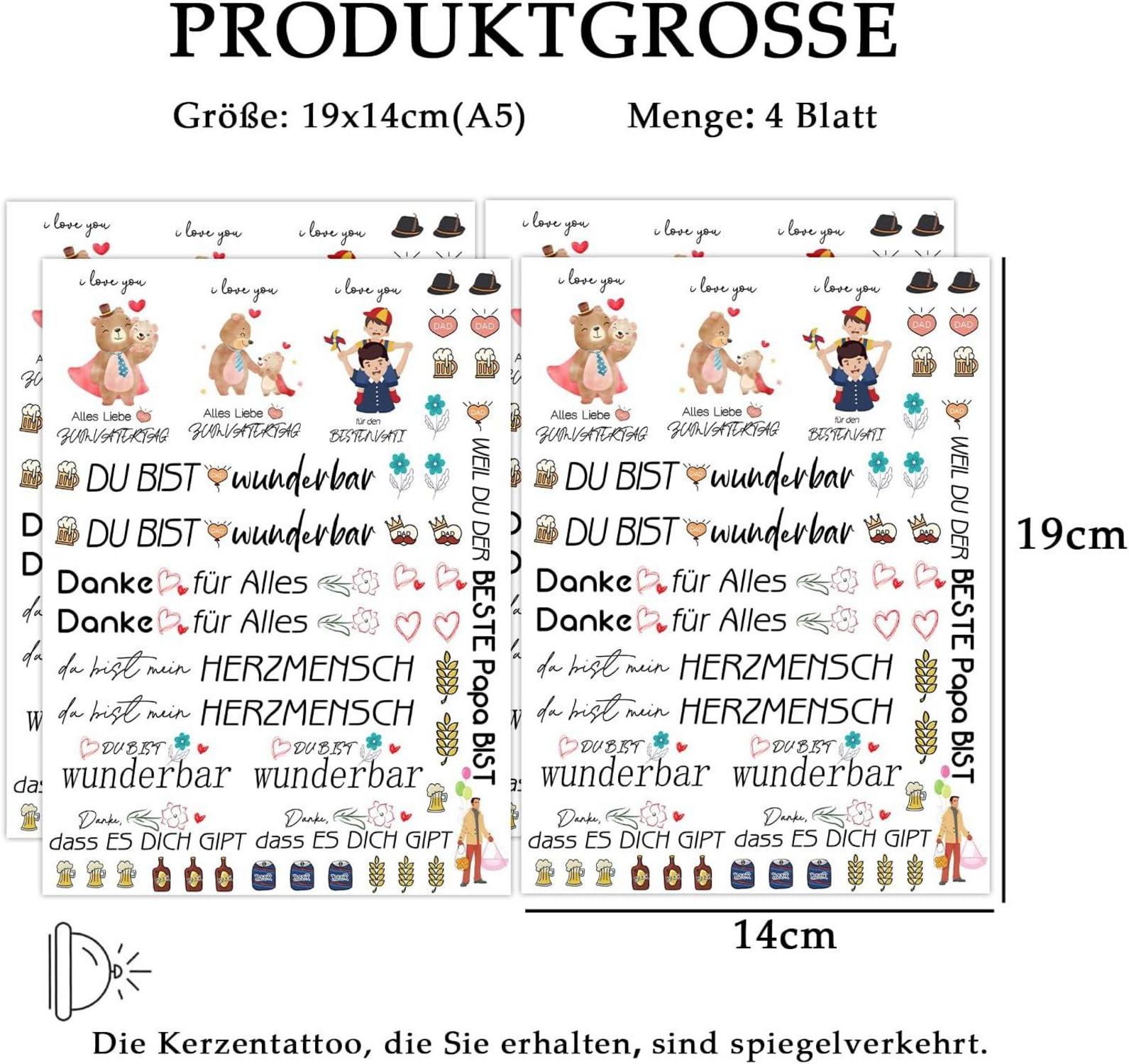 Kerzentattoo Vatertag Geschenk für Papa - 4 Stück A5