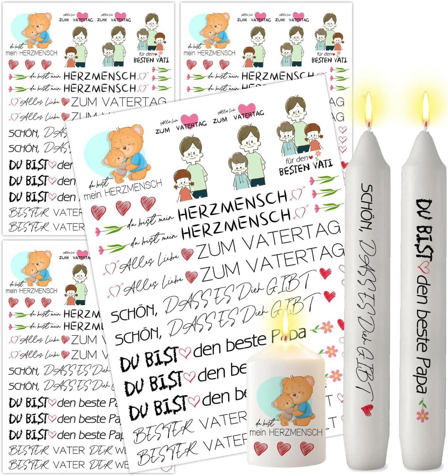 Kerzentattoos Vatertag Bester Papa DIY Stickerbogen A5
