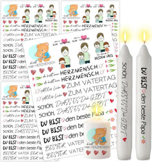 Kerzentattoos Vatertag Bester Papa DIY Stickerbogen A5