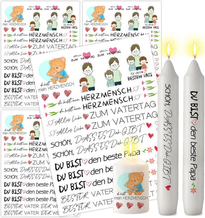 Kerzentattoos Vatertag Bester Papa DIY Stickerbogen A5