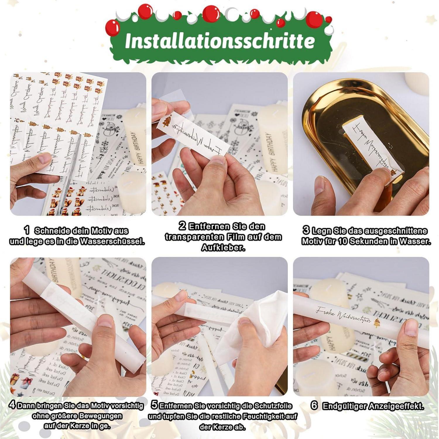 4er Set Kerzentattoos Vatertag Geschenk DIY Sticker Bogen