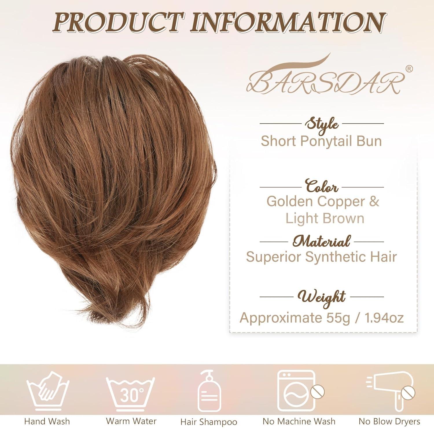 Haarknoten Pferdeschwanz Verlängerung Golden Kupfer Heller Braun
