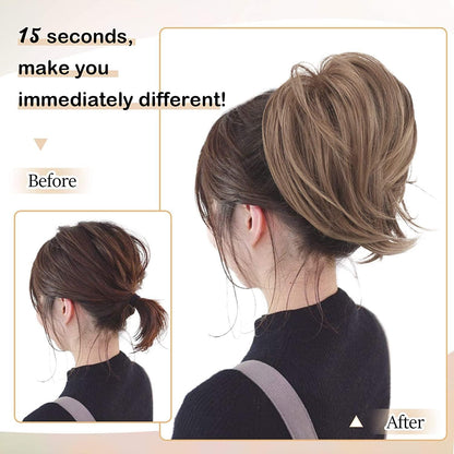 Golden Kupfer Haarknoten Dutt Pferdeschwanz Haarverlängerung Scrunchie