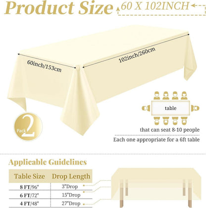2er-Pack beige Tischdecken 153x260 cm Polyester rechteckig